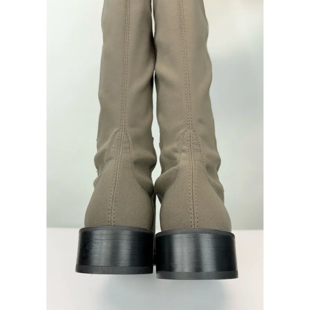 New Stuart Weitzman 5050 Bold Over The Knee Boot Grey Suede Sz 5.5